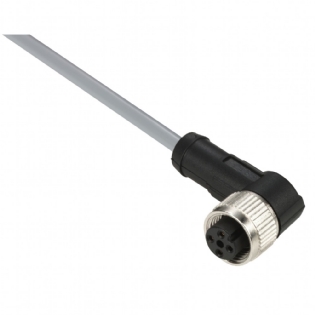 Cabo PVC 4 pinos com Conector M12 fêmea Cotovelo 5 metros - XZCPV1241L5 - SCHNEIDER